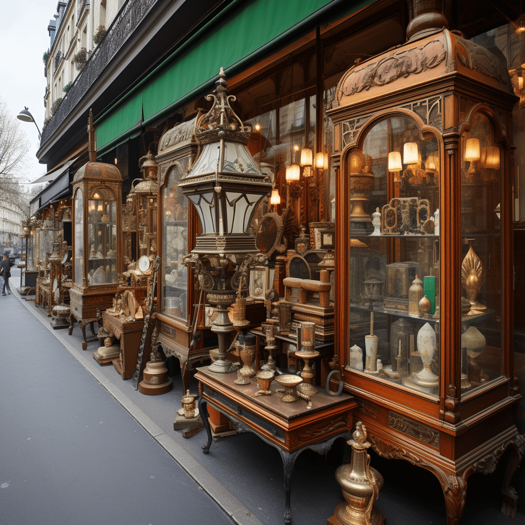 Antiquites dans les quartiers historiques de Paris